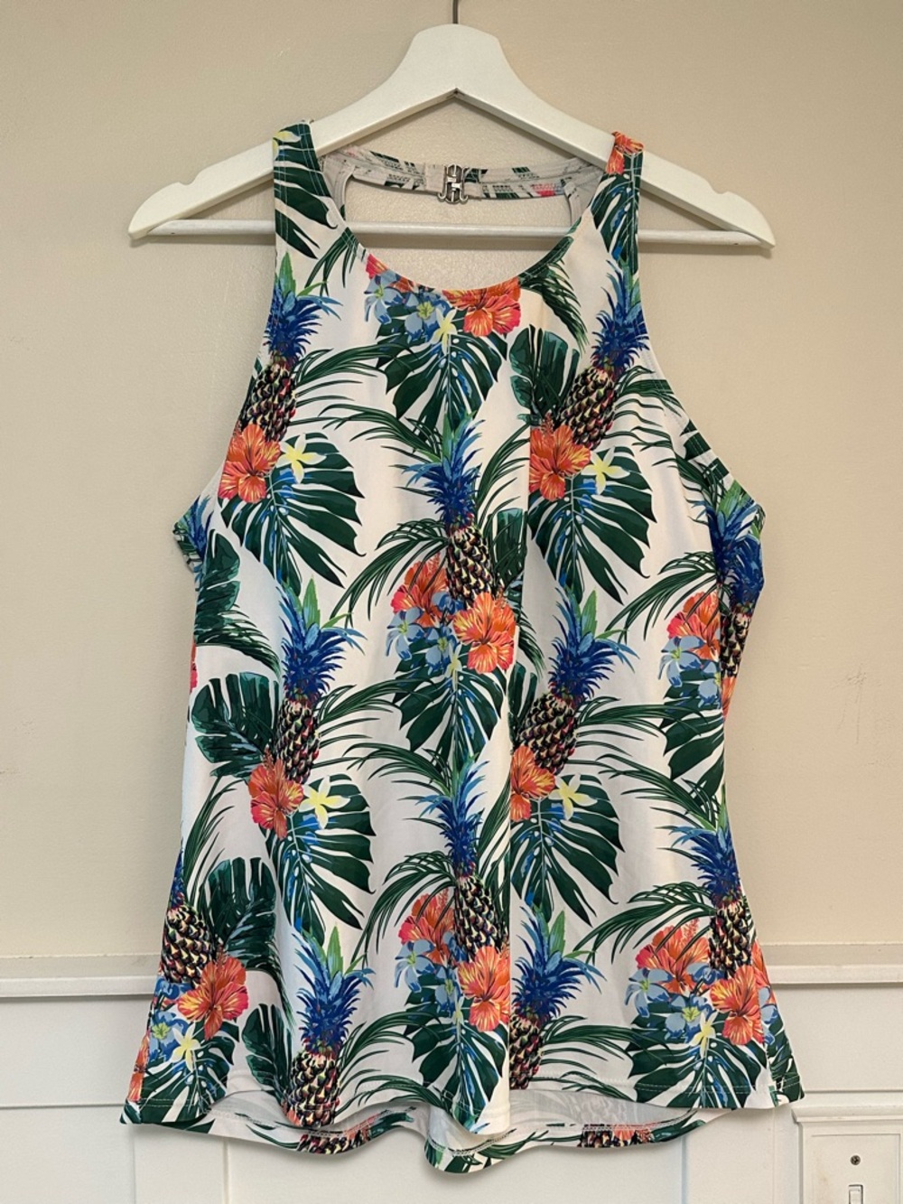 Tropical Floral Halter Swim Tank Top and Palm/Pineapple 🍍🏝️☀️